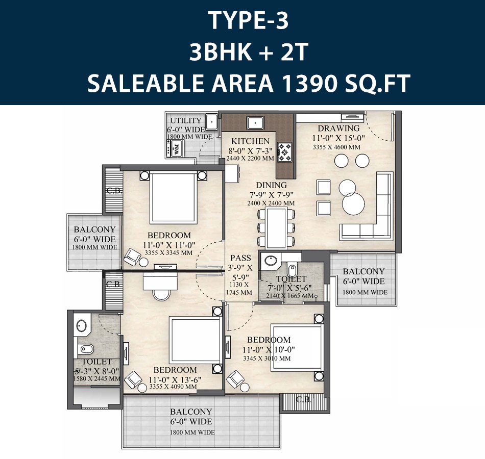 2 BHK Floor Plan