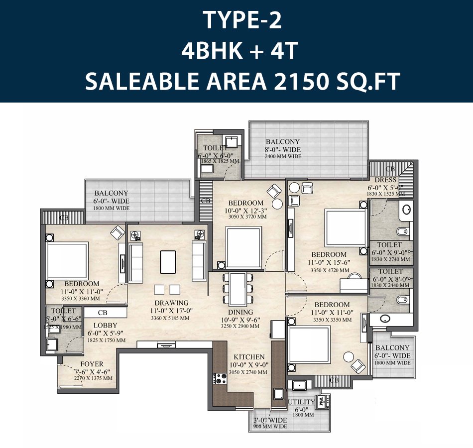 4 BHK Floor Plan